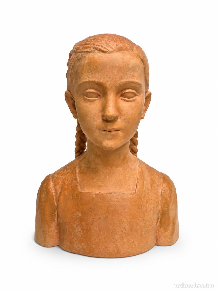 Arte: Antoni Casamor Espona (Barcelona, 1907 - Cervi&agrave; de Ter, 1979) - &rdquo;Ni&ntilde;a de las Trenzas&rdquo; -Altura 38 CM