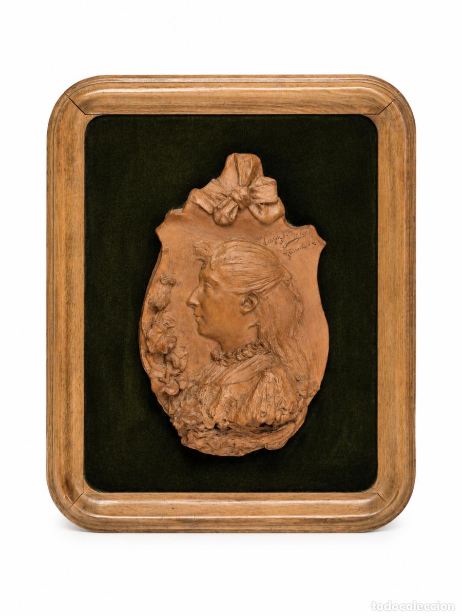 Arte: Josep Berga i Boix (1837&ndash;1914) - Busto de Terracota - Girona 1892 - Parte trasera con Antigua Foto
