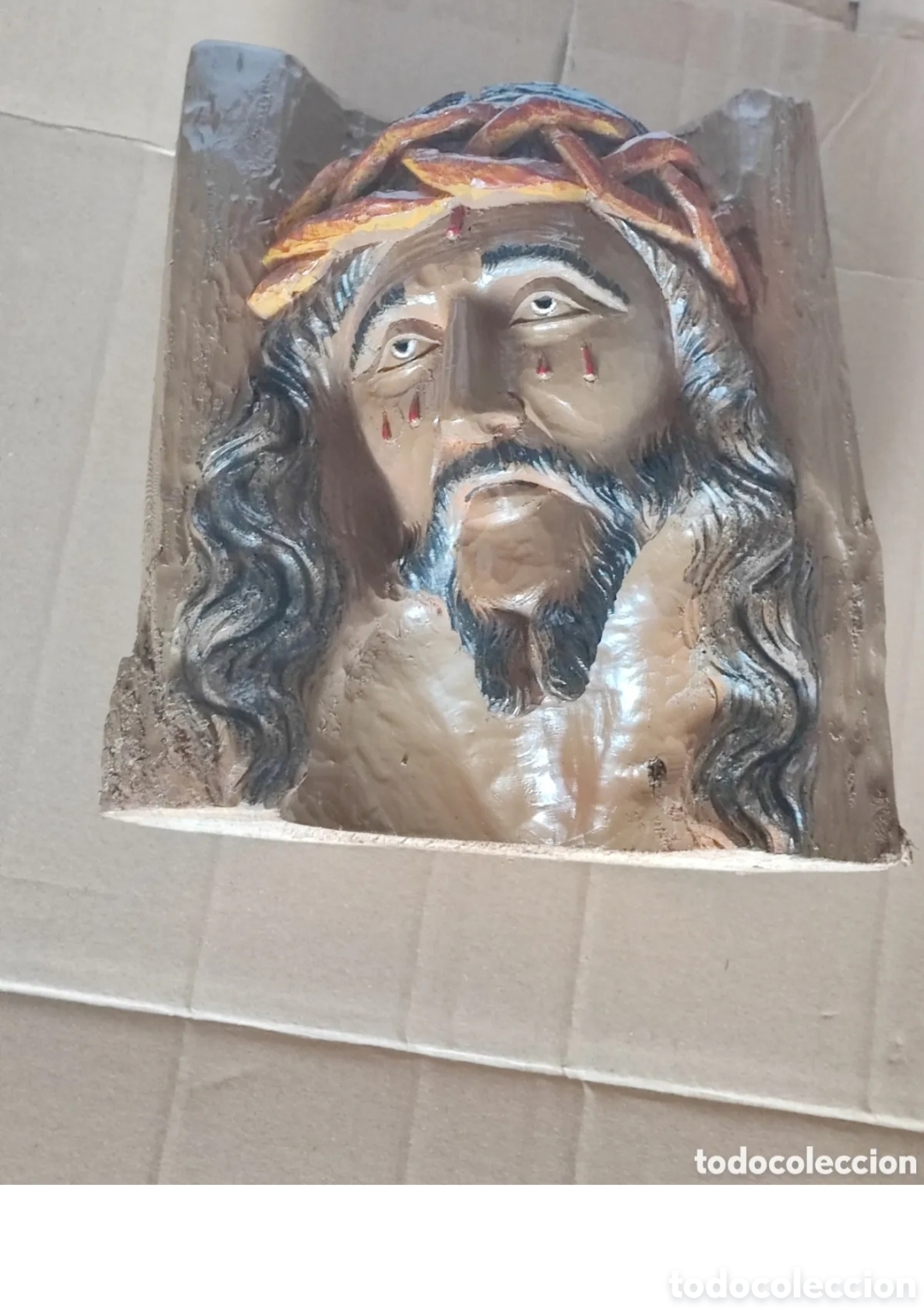 Arte: Espectacular talla de madera siglo XIX Jesucristo