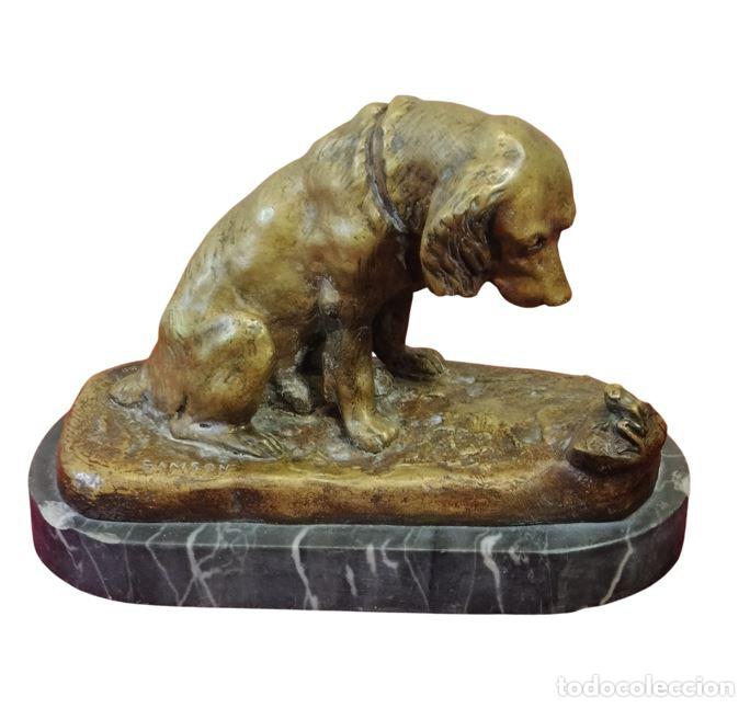 Arte: EL PERRO Y LA RANA. EMMANUEL SAMSON (?). ESTILO REALISTA. BRONCE. FRANCIA. SIGLO XIX-XX.