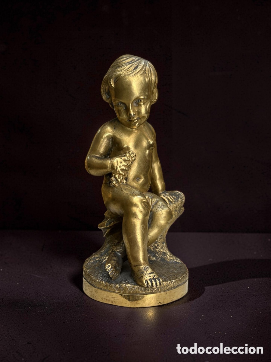 Arte: NI&Ntilde;O SENTADO EN &Aacute;RBOL (SIGLO XVIII) BRONCE