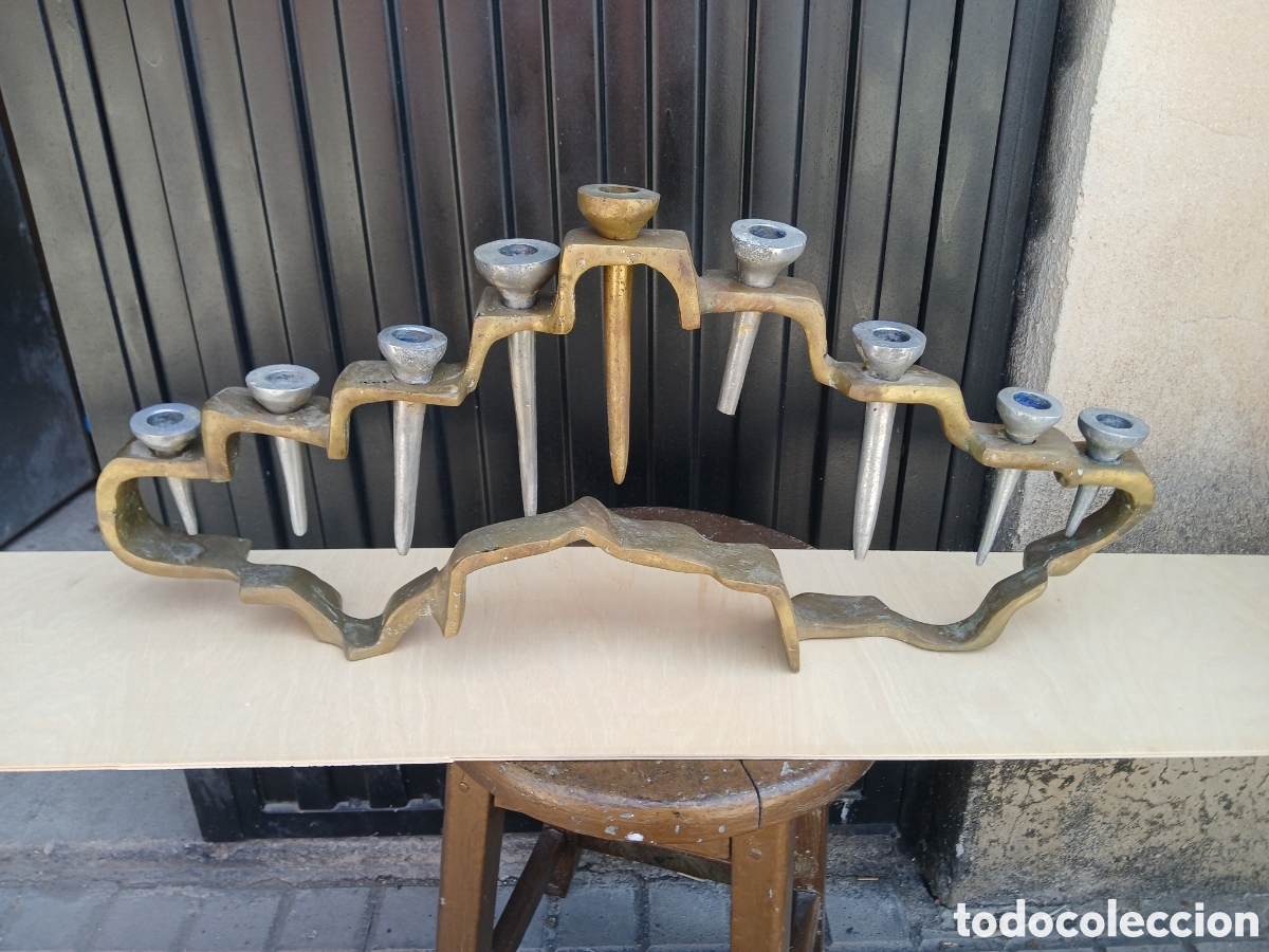 Arte: ESCULTURA BRUTALISTA DAVID MARSHALL OBJETO DE COLECCI&Oacute;N, CANDELABRO DE BRONCE.