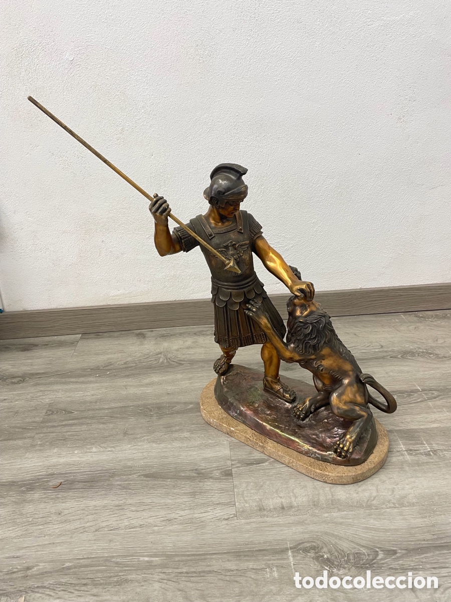 Arte: Escultura el gladiador y el leon