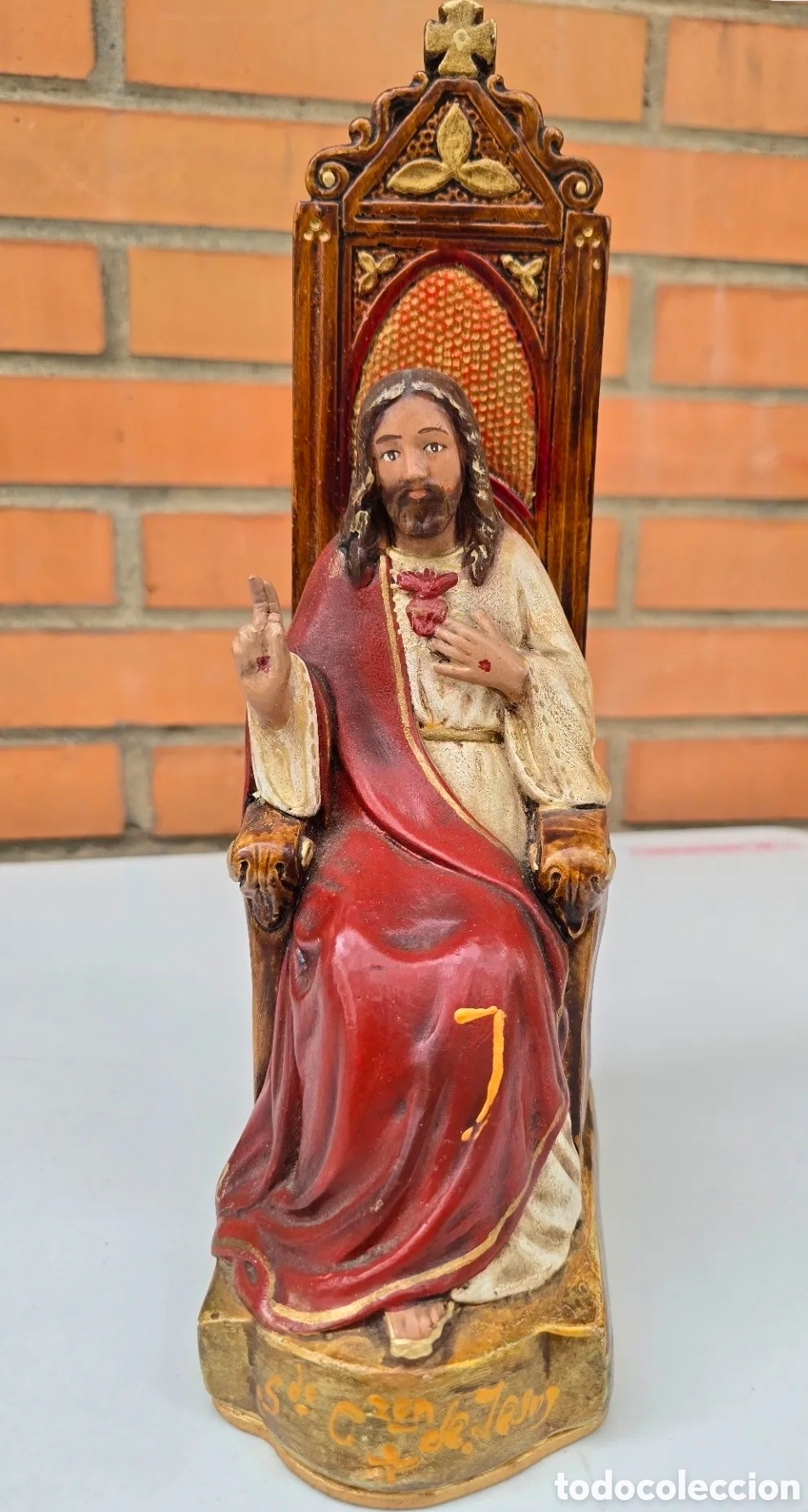 Arte: Olot Sagrada Coraz&oacute;n de Jes&uacute;s ( a&ntilde;os 50 ) 30cm