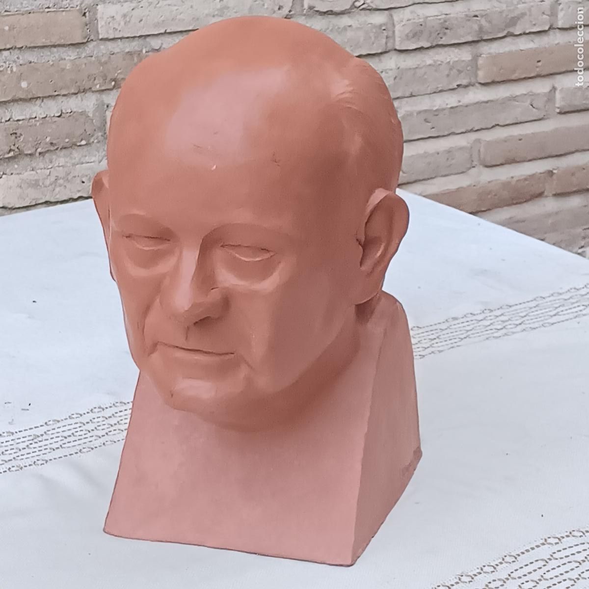 Arte: ESCULTURA - BUSTO CABEZA DE HOMBRE EN TERRACOTA - FIRMADA Y FECHADA.