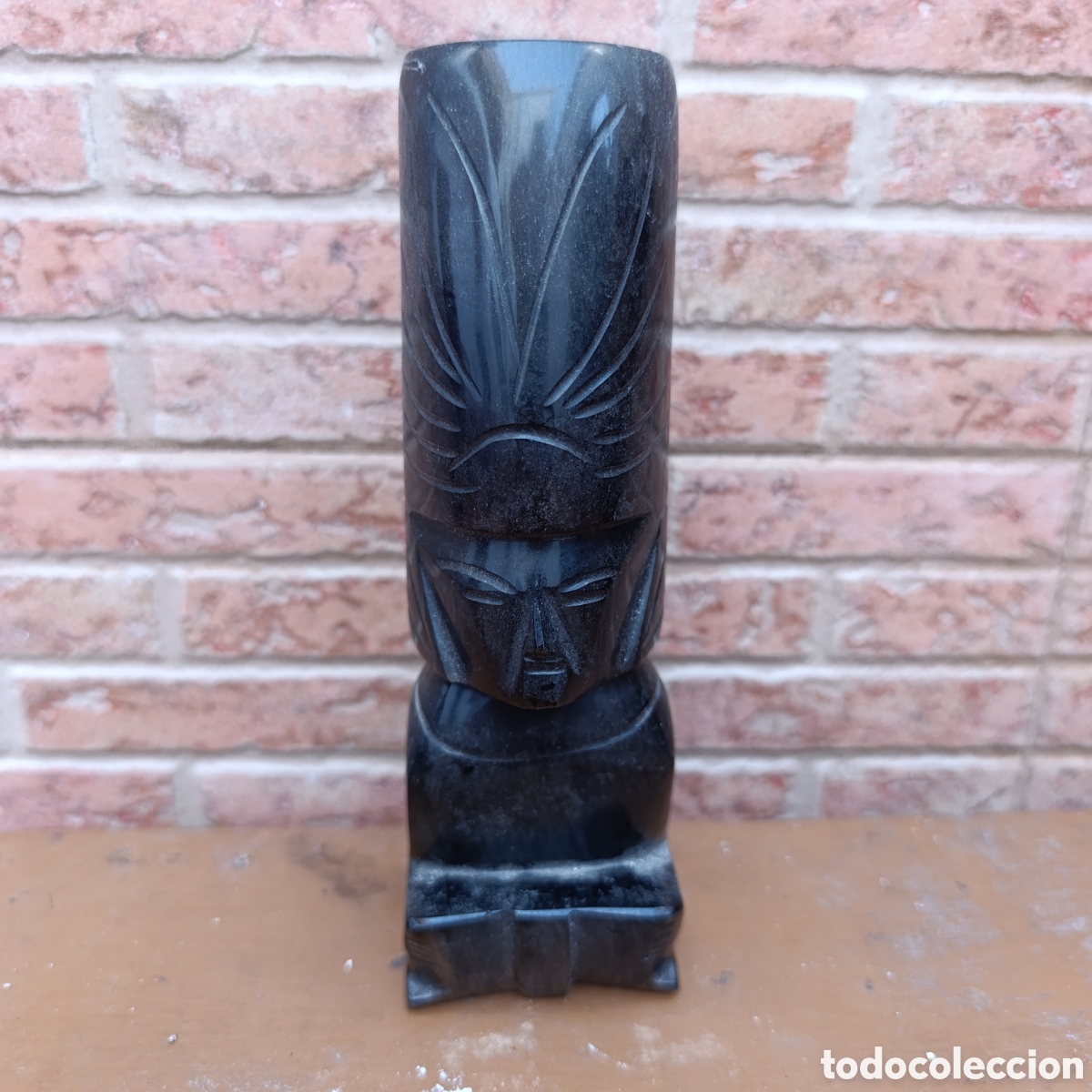 Arte: T&oacute;tem artesanal Azteca/Maya,en Onix negro,artesan&iacute;a mexicana