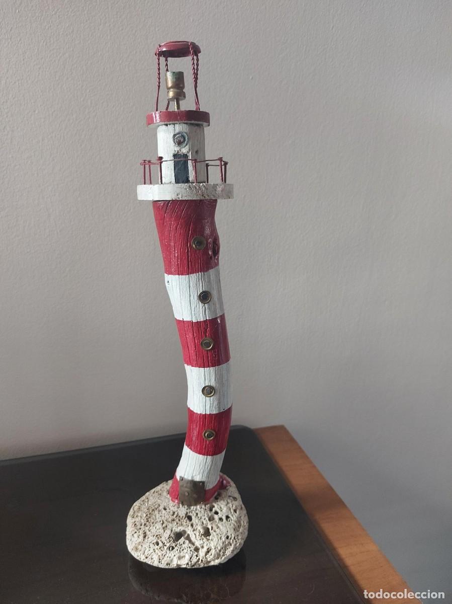 Arte: FARO MAR&Iacute;TIMO ARTESANAL DE MADERA PINTADA- PIEZA &Uacute;NICA REALIZADA A MANO