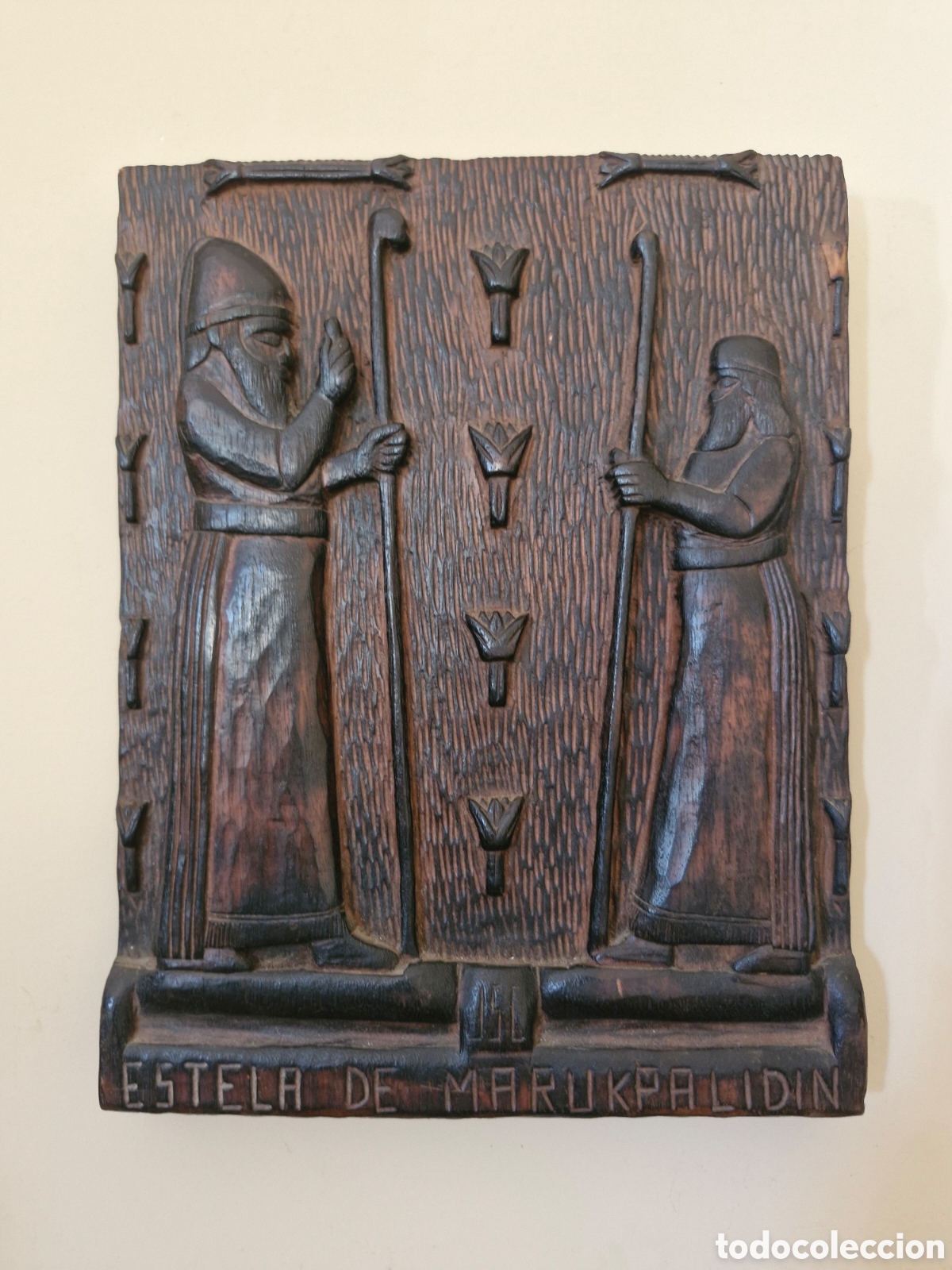 Arte: ANTIGUA TALLA EN MADERA EGIPCIA. EN UNA SOLA PIEZA. ESTELA DE MARUKPALIDIN