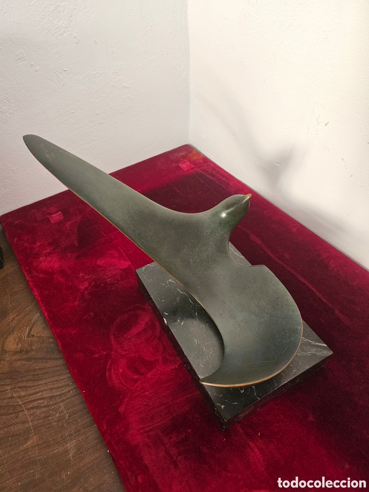 Arte: ​Escultura Vintage &rdquo;Gaviota en Vuelo&rdquo; - It&aacute;lica (Made in Spain) - Base de M&aacute;rmol
