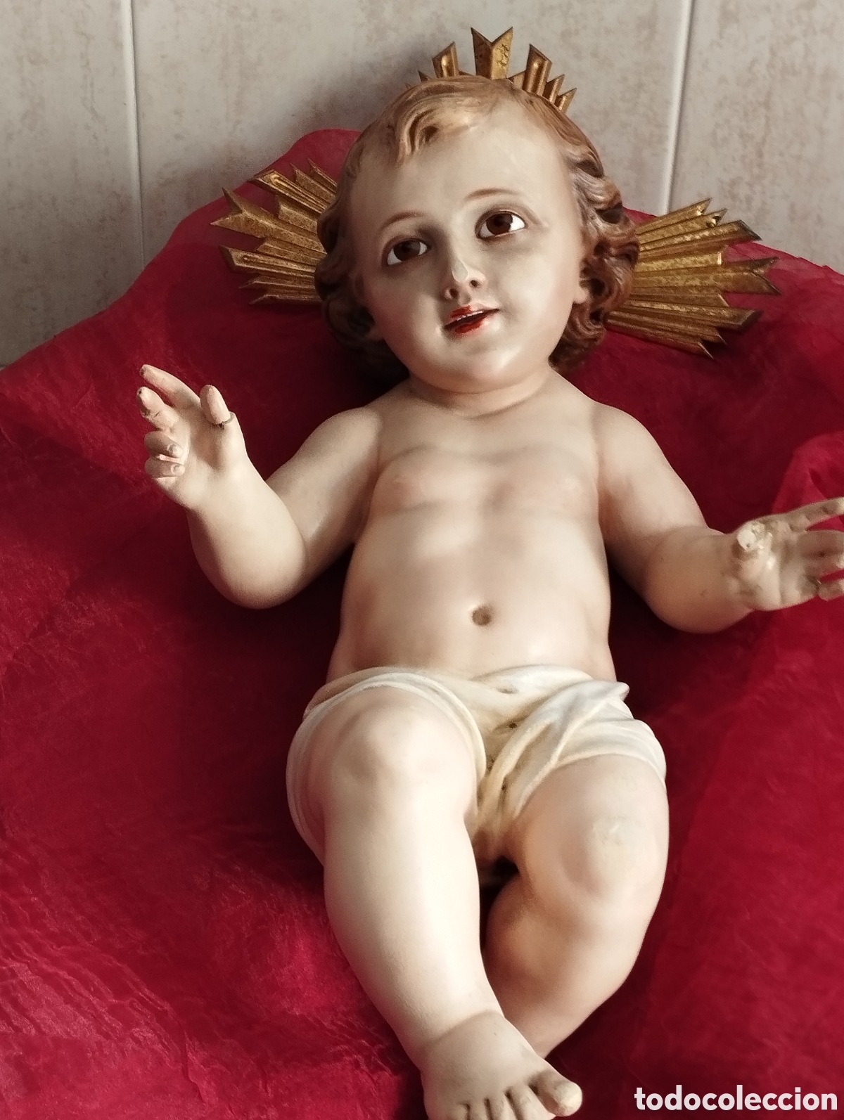 Arte: FIGURA NI&Ntilde;O JES&Uacute;S TERRACOTA/BARRO 39 CMS LARGO