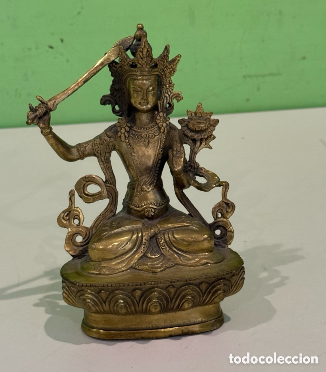Arte: Antigua escultura tibetana de Manjushri en bronce &ndash; Bodhisattva de la Sabidur&iacute;a