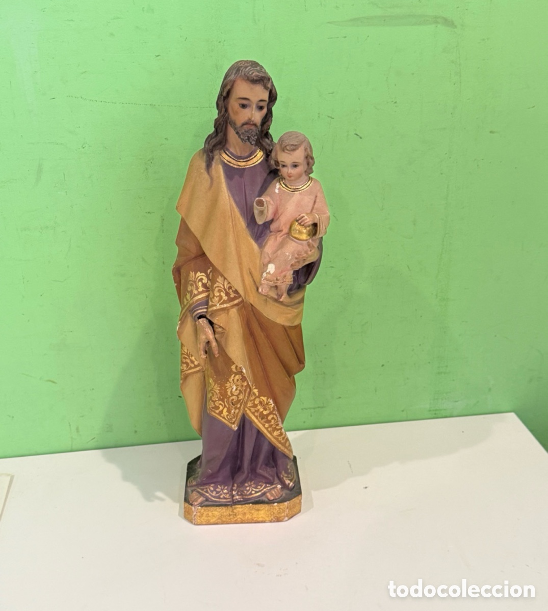 Arte: San Jos&eacute; con el Ni&ntilde;o Jes&uacute;s &ndash; Escultura en madera tallada y policromada &ndash; S. XVIII-XIX &ndash; 50 cm