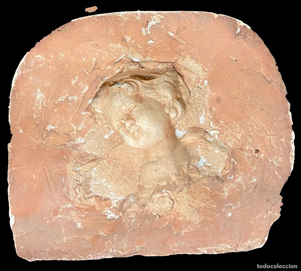 Arte: Antiguo molde de escayola para hacer barro, porcelana o terracota. Querub&iacute;n, &aacute;ngel. 12x10x3