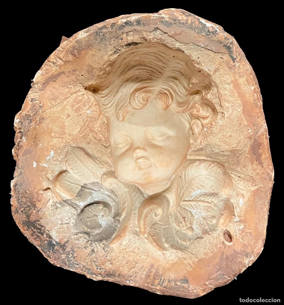 Arte: Antiguo molde de escayola para hacer barro, porcelana o terracota. Querub&iacute;n, &aacute;ngel. 12x11x3