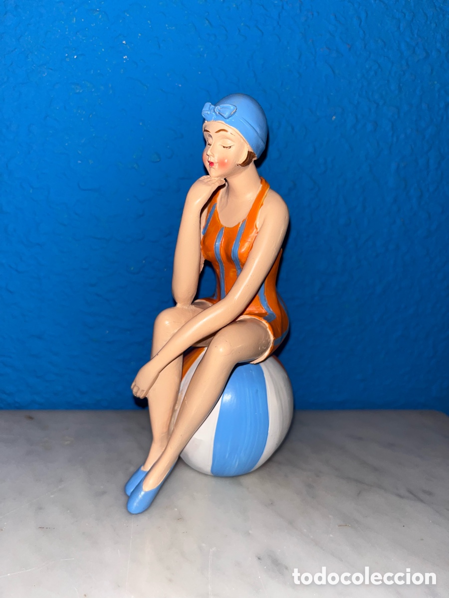 Arte: Figura Mujer Ba&ntilde;ista Na&uacute;tica Nadadora Resina