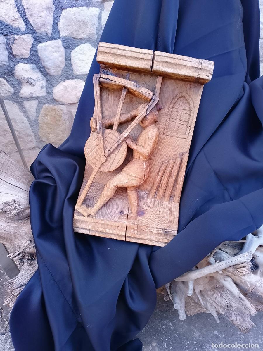 Arte: Antigua talla artesanal madera tornero. Pieza &uacute;nica.