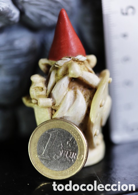 Arte: Mini-escultura GNOMO GUERRERO original Paolo Chiari. Hecha a mano a&ntilde;os 70 - 80. Resina marmol 5'5 cm