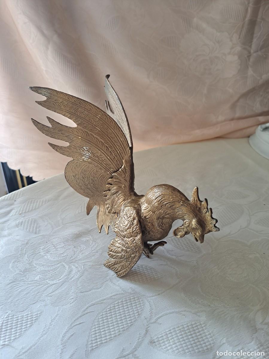 Arte: Escultura de gallo de pelea, hecha en bronce o lat&oacute;n a&ntilde;os 70