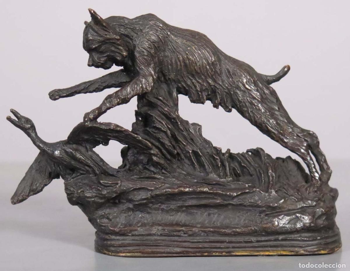 Arte: LINCE CAZANDO PRESA. BRONCE. FRANCISCO BONILLA VILLALBA