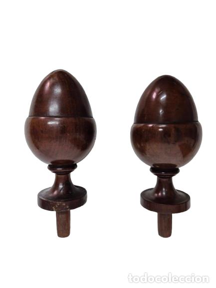 Arte: Decorativos Remates Torneados - Madera de Caoba - S.XIX