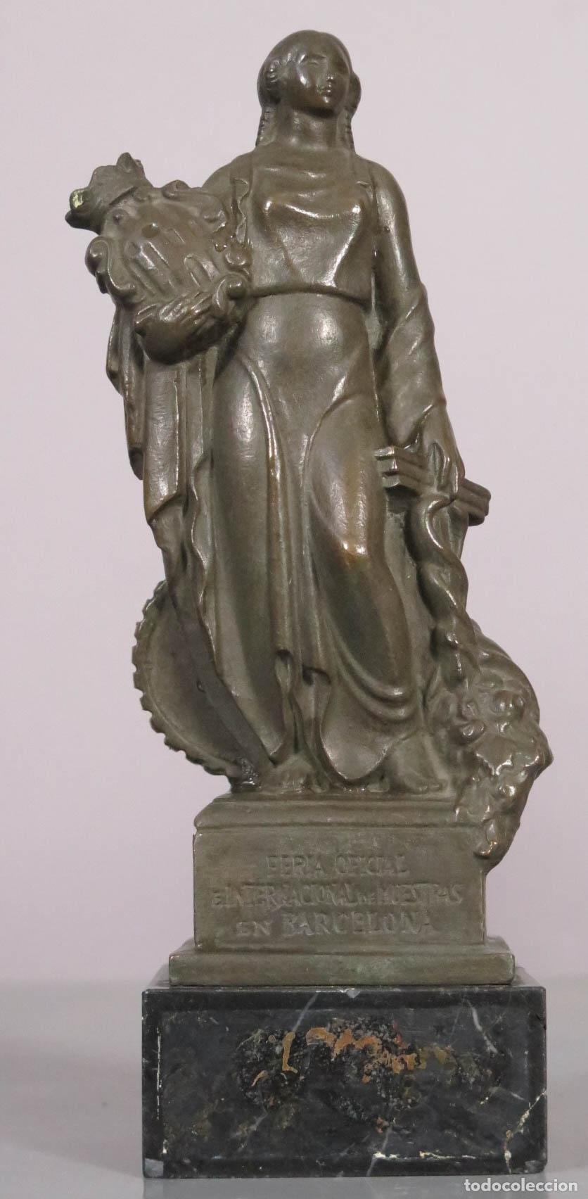 Arte: Alegor&iacute;a de Barcelona. BRONCE. FERIA OFICIAL E INTERNACIONAL DE MUESTRAS EN BARCELONA. SIGLO XX