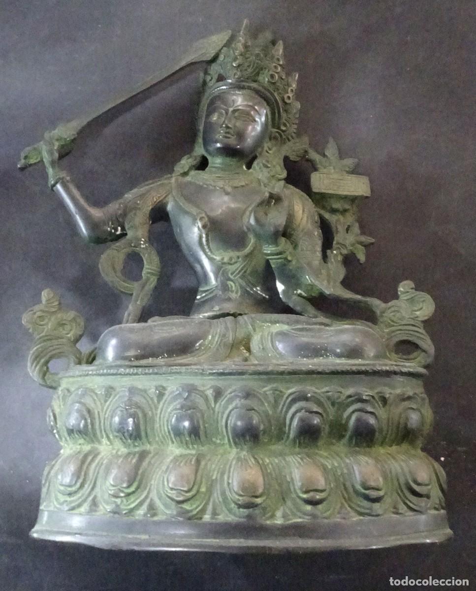 Arte: ANTIGUA ESCULTURA DE MANJUSHRI BODHISATTVA DE LA SABIDURIA NEPAL BRONCE TECXX 503