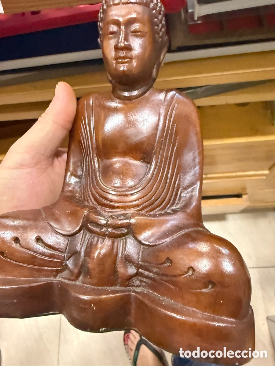 Arte: Bonito budha echo &iacute;ntegramente en madera - Foto 4