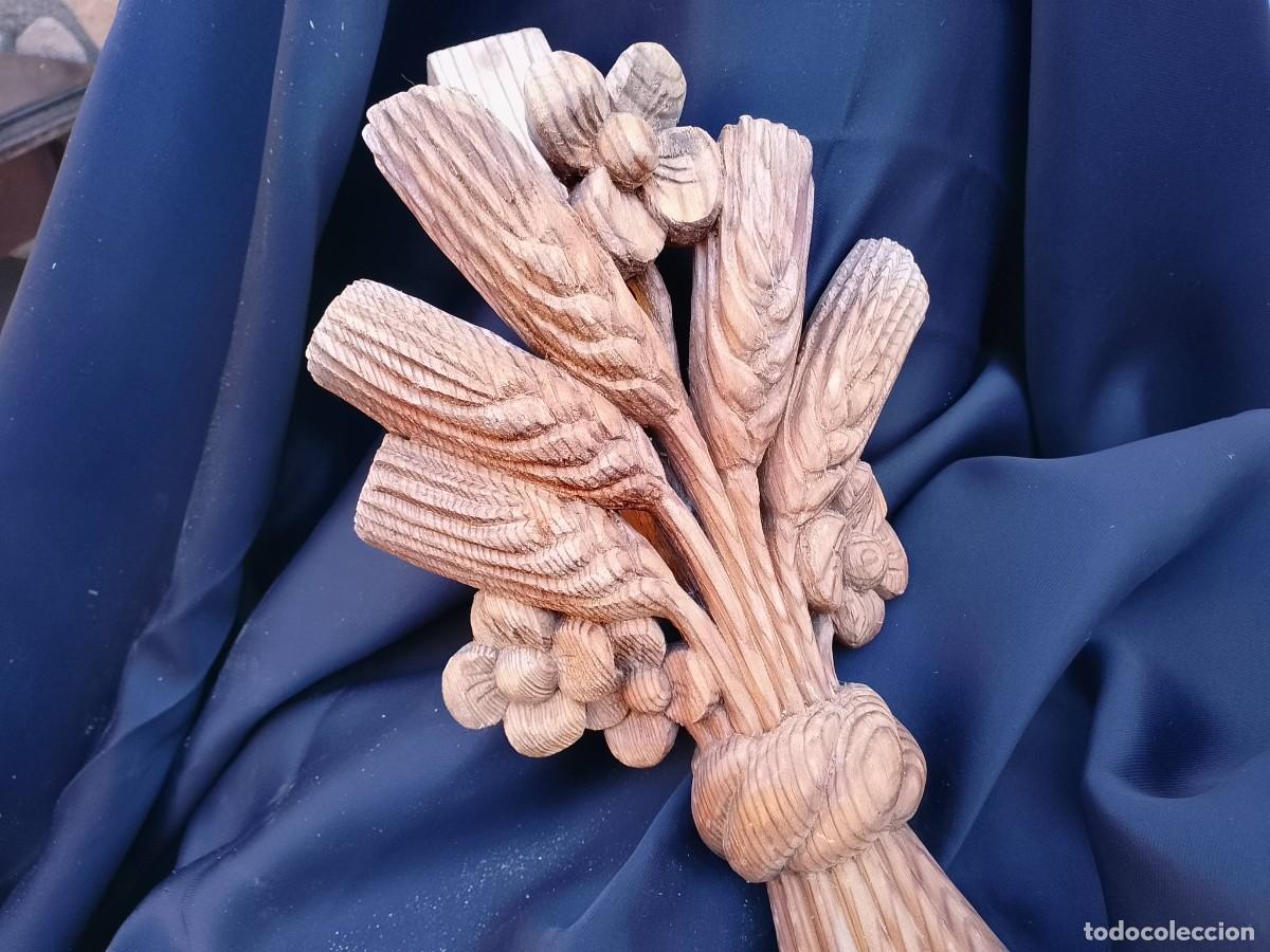 Arte: Antigua talla madera artesanal espigas trigo