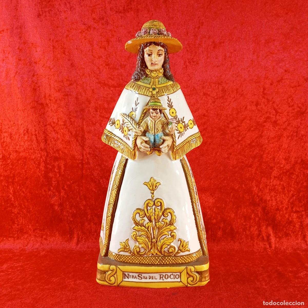 Arte: PRECIOSA ESCULTURA DE CERAMICA - NTRA SRA DEL ROCIO - PASTORA - 38 X 17,5 X 14 CM / 2196