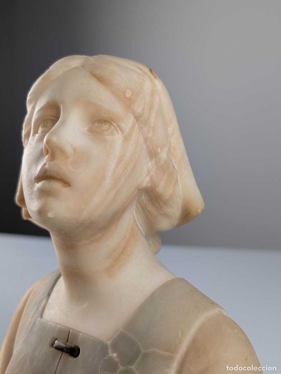 Arte: Busto de Alabastro de una Joven por Gustave Van Vaerenbergh, Art Nouveau Belga, 1900s