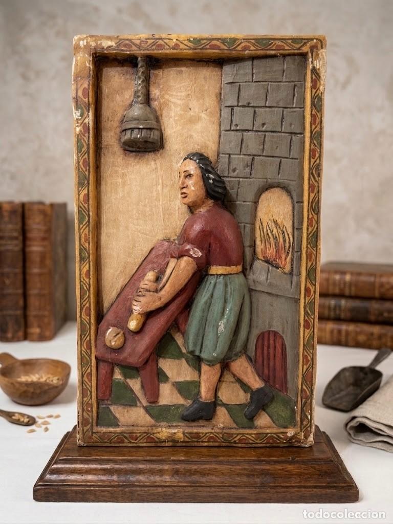 Arte: Panadera, talla policromada Artesan&iacute;a Ouro, Galicia, S. XX