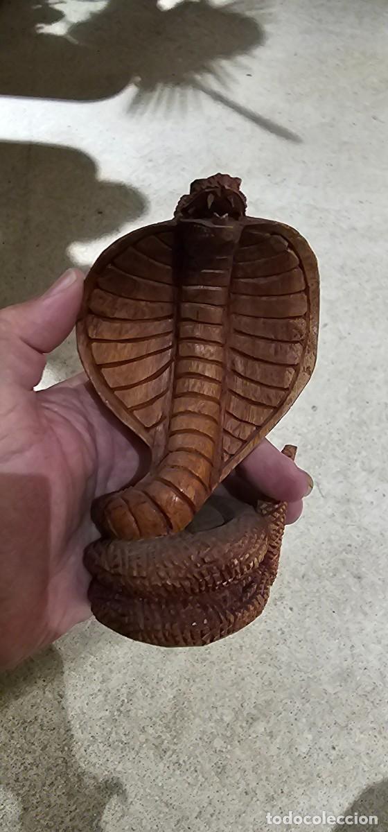 Arte: Preciosa escultura serpiente en madera muy trabajada