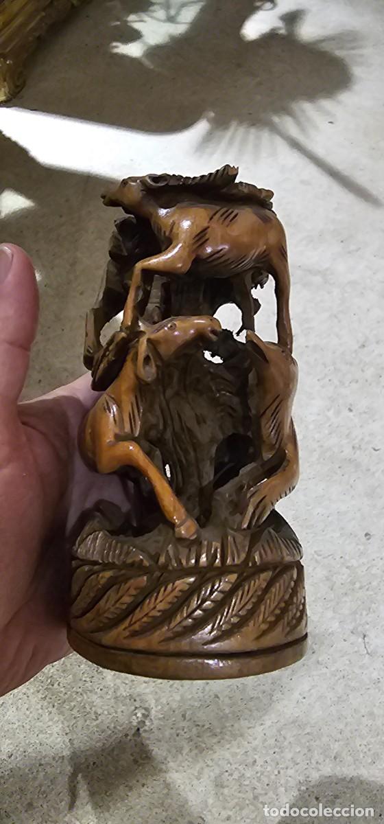 Arte: Preciosa escultura madera animales india