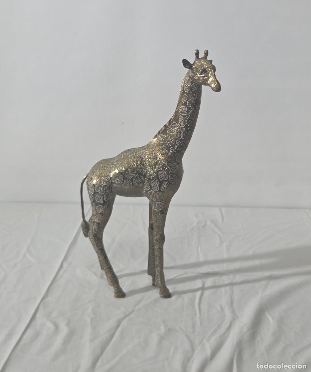 Arte: Figura grande de jirafa en bronce, 45 cm de alto