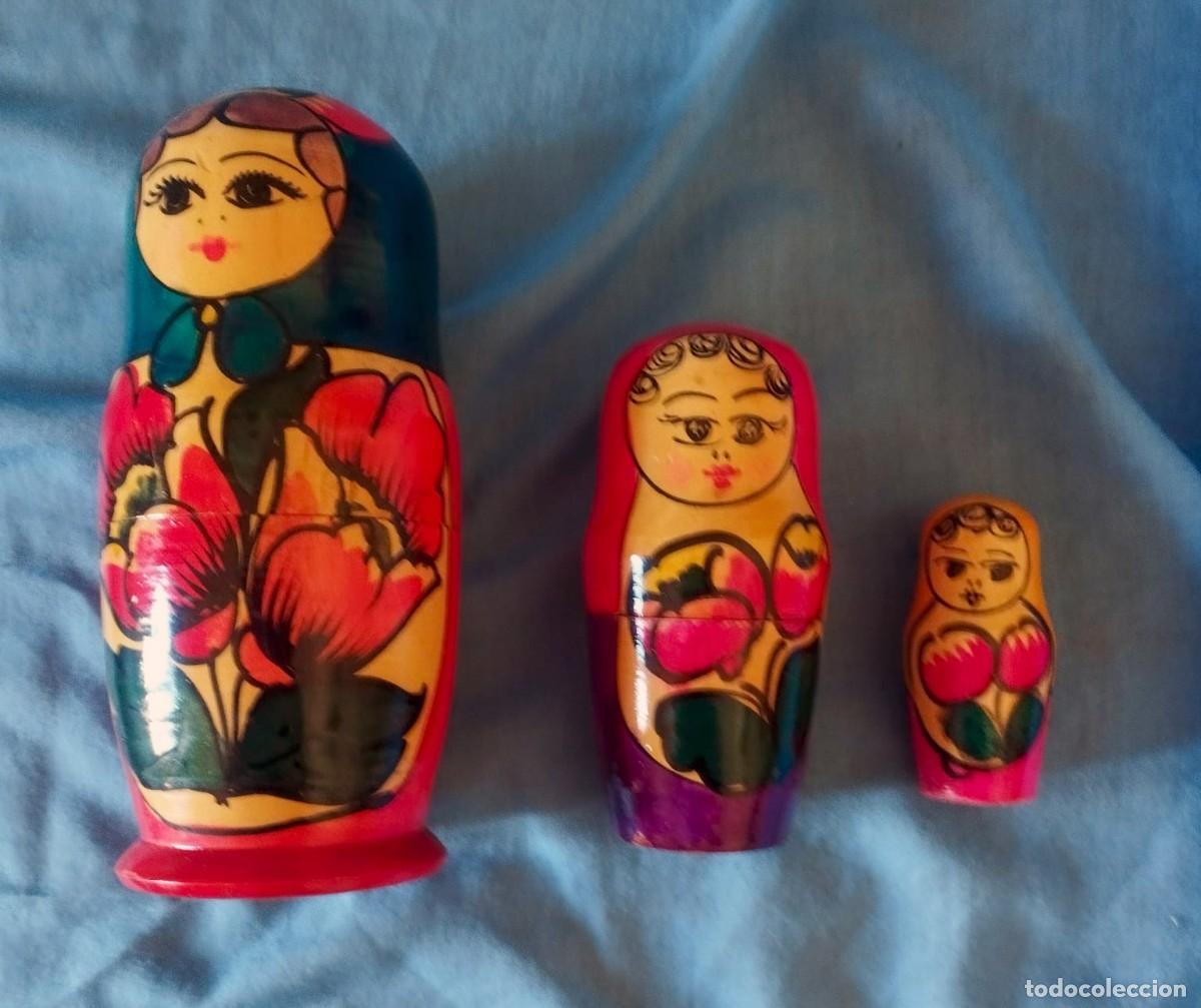 Arte: Juego de Mu&ntilde;ecas Rusas Matrioskas de Madera Pintadas a Mano (3 piezas)