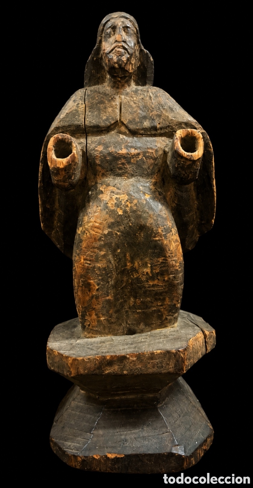 Art: Con certificado de exportaci&oacute;n talla de madera hispano filipina de sacerdote siglo XVIII