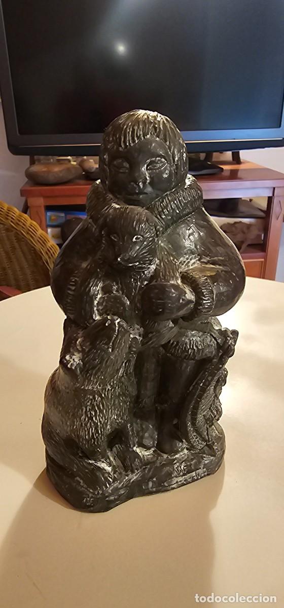 Arte: Preciosa escultura piedra hecha a mano inuit Canada