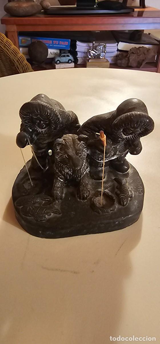 Arte: Preciosa escultura piedra hecha a mano inuit Canada