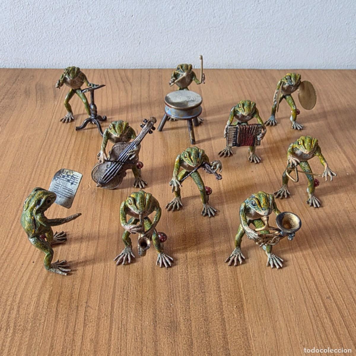 Arte: Franz Bergmann bronce vien&eacute;s 10 ranas, m&uacute;sicos pintados en frio