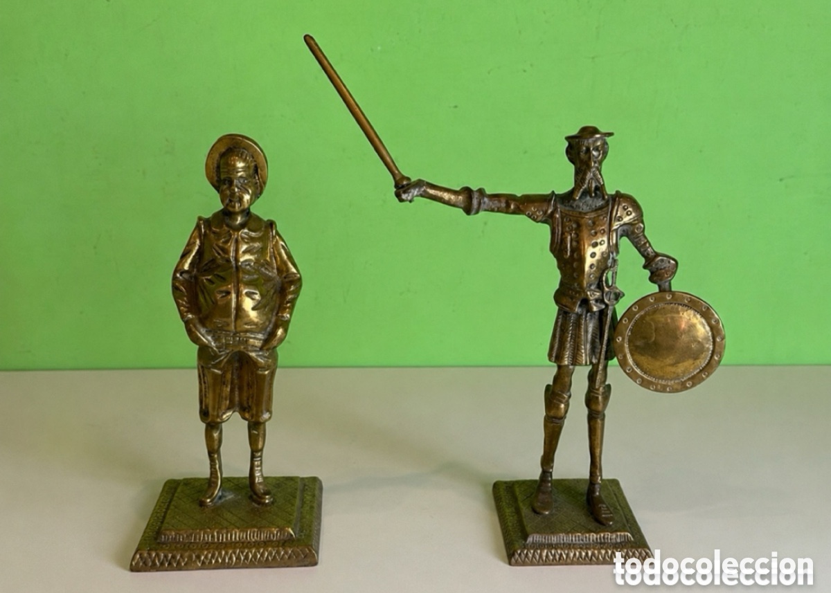 Arte: Pareja de esculturas Don Quijote y Sancho Panza en bronce - Primera mitad del siglo XX.