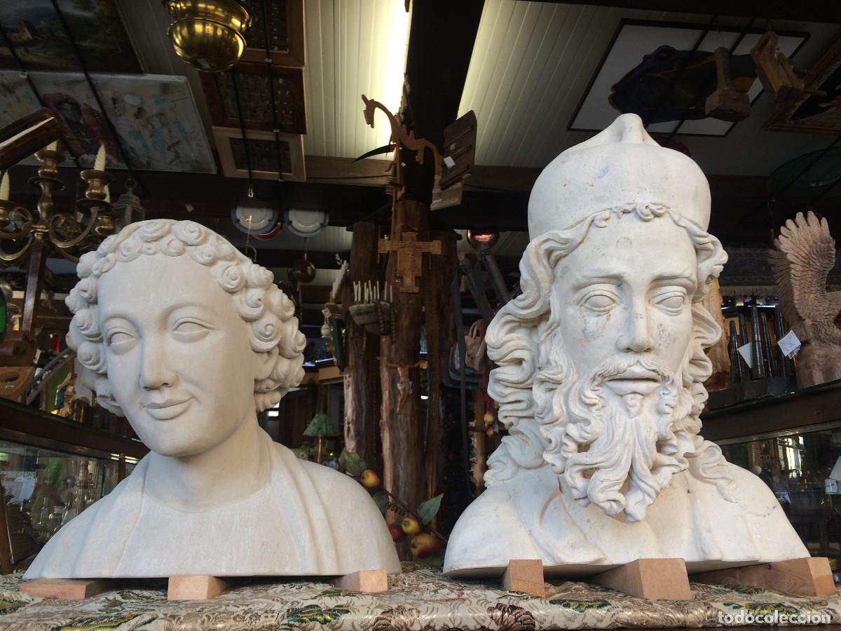 Arte: Pareja Esculturas &Uacute;nicas G&oacute;ticas. Bustos - San Juan y Sime&oacute;n - Piedra Bo&ntilde;ar y Floresta