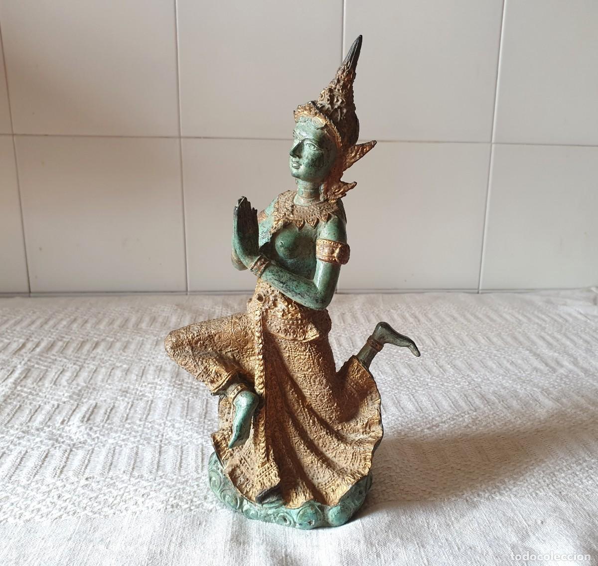 Arte: Estatuilla de bronce, Tailandia, Teppanom, oraci&oacute;n budista del siglo XX