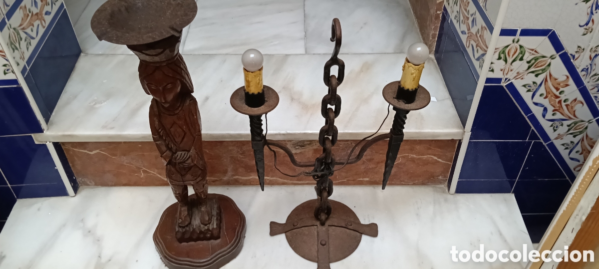 Arte: Candelabro arenal y talla madera