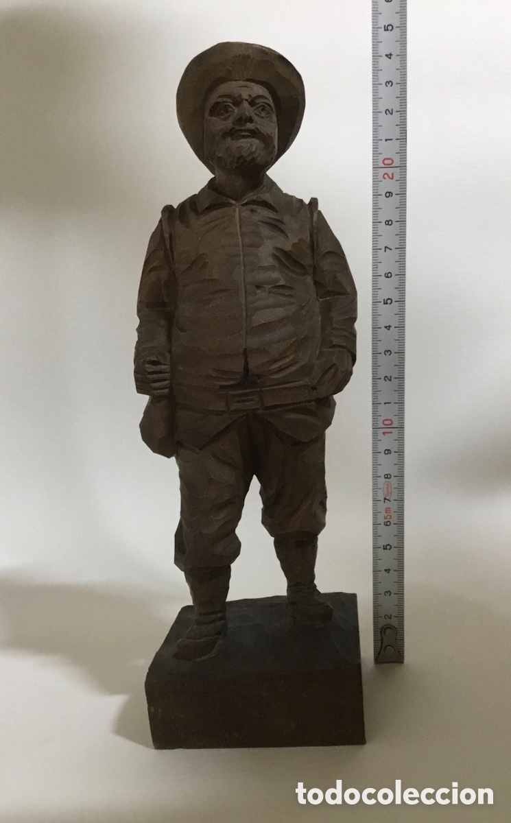 Arte: Sancho Panza tallado en madera, a&ntilde;os 60. 25 cm alto