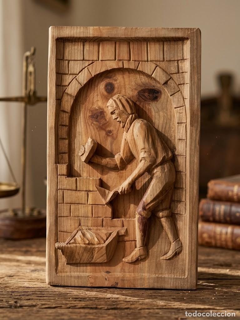 Arte: Talla antigua de oficio Alba&ntilde;il. Artesan&iacute;a Ouro. Madera natural