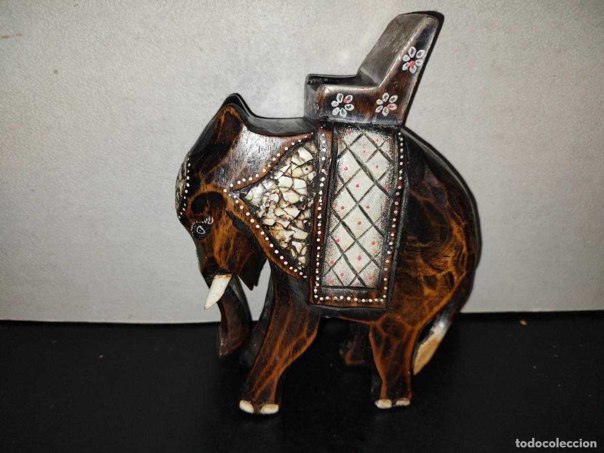 Arte: A6- Pieza Vintage De Madera: Elefante Hind&uacute; De Madera Tallado A Mano - 70's - 80's