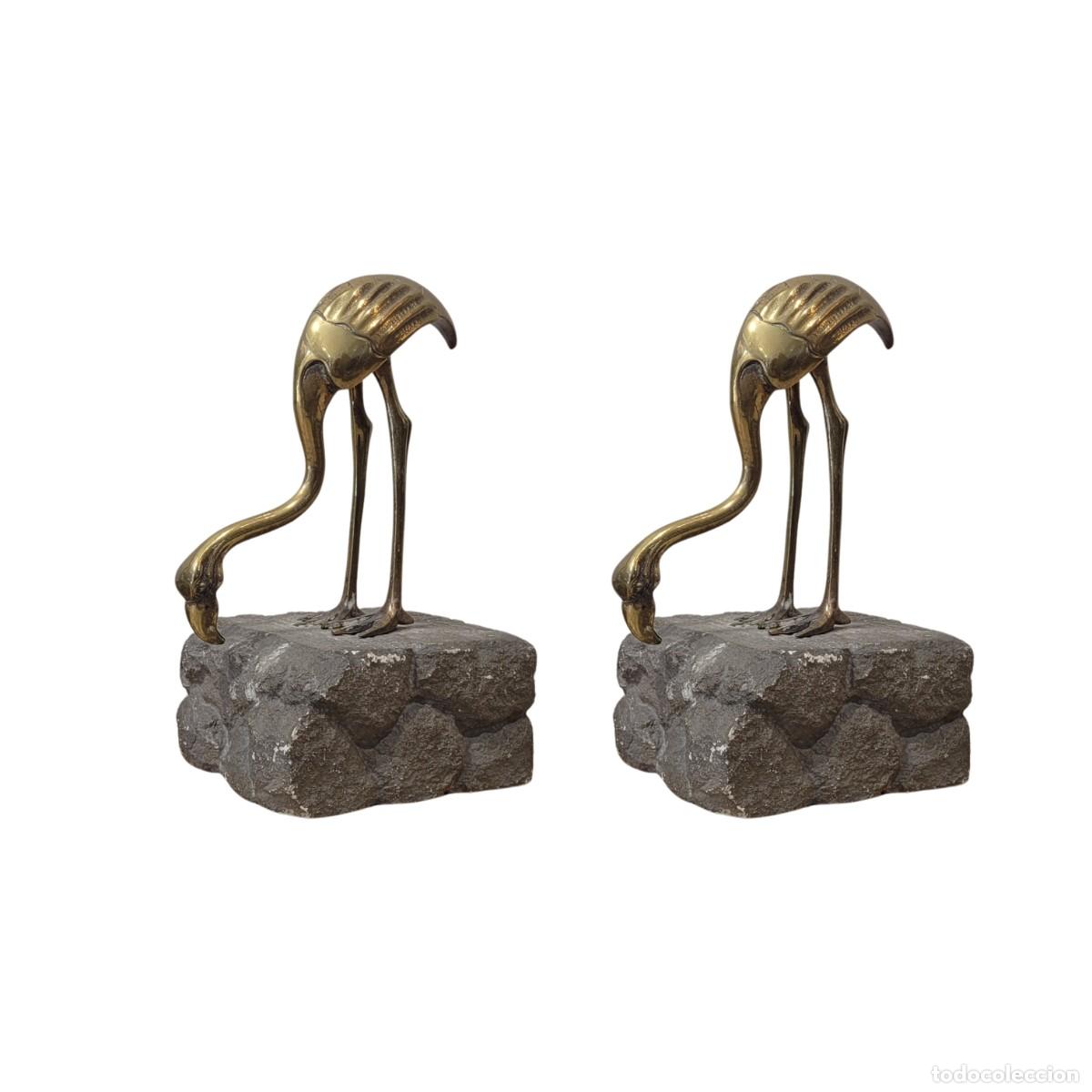 Arte: Pareja Flamencos Art D&eacute;co, Bronce dorado, Bronces de Arte Zumel, hacia 1940 - Espa&ntilde;a