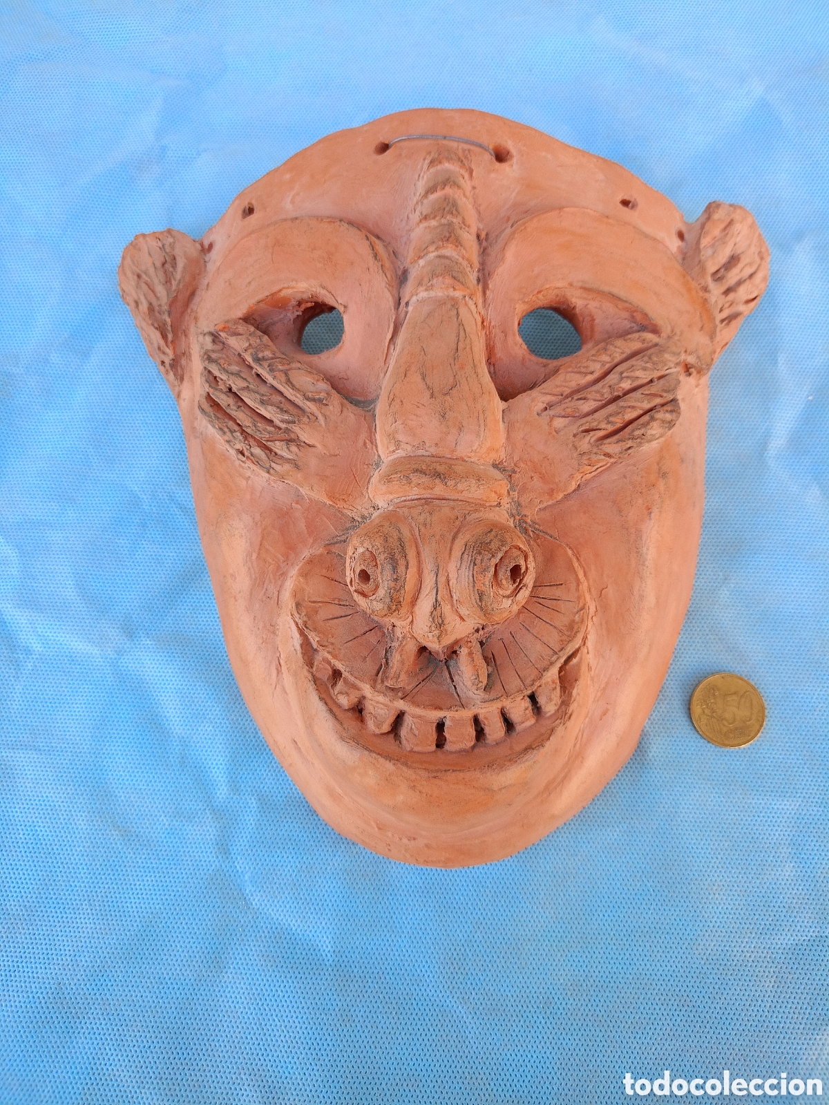 Arte: ESCULTURA M&Aacute;SCARA DE TERRACOTA, PEPE CLAROS, MURCIA.