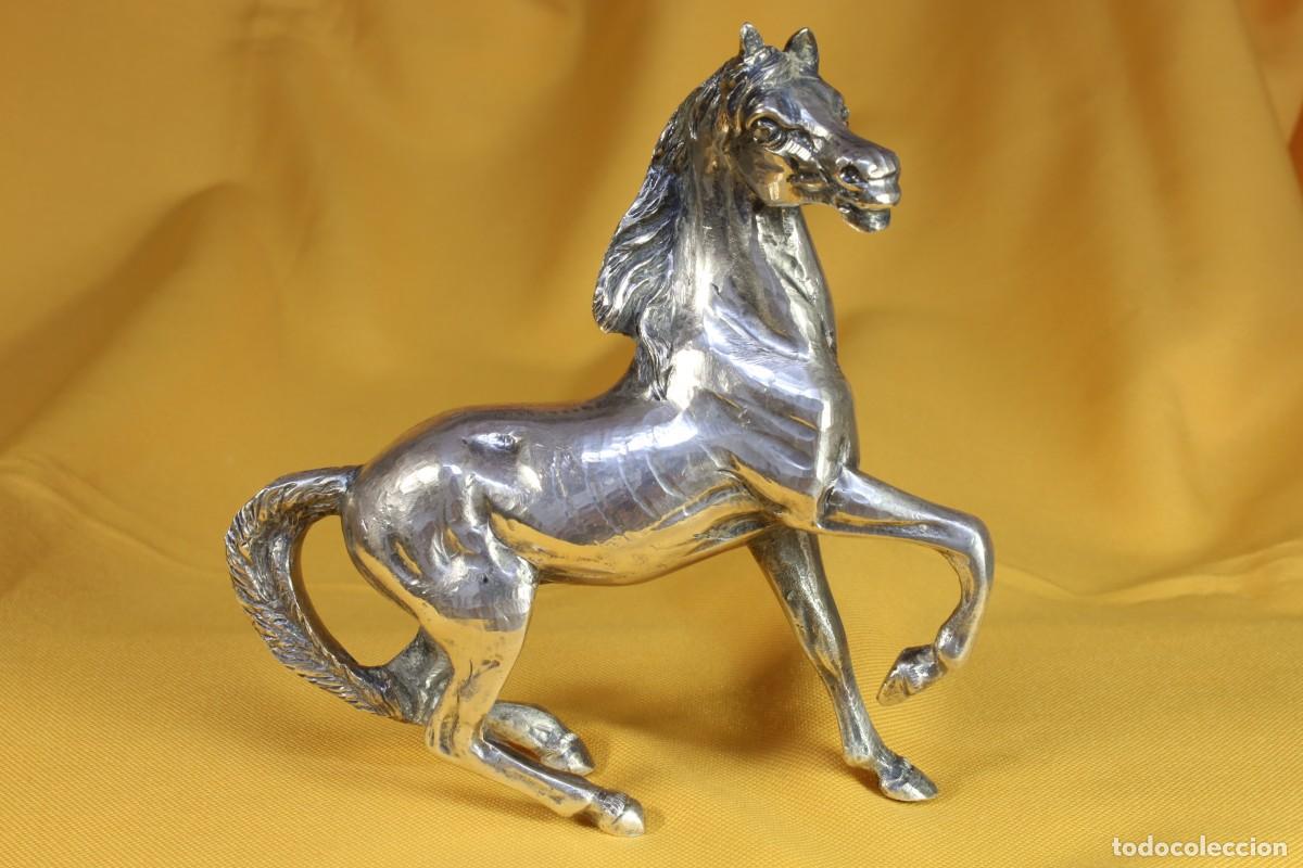 Arte: Escultura Caballo de bronce plateado. Macizo. Silver bronze horse sculpture. Solid.
