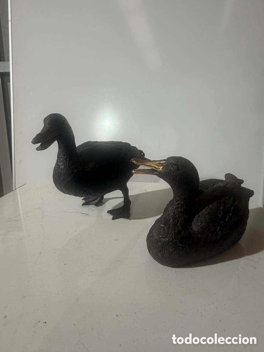 Arte: Pareja de patos bronce vintage a&ntilde;os 70
